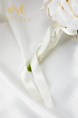 6.5 Inch Ivory Bridesmaid Bouquet, Set of 6, Purple Wedding Bouquets for Bridesmaids, Small White Bridesmaids Bouquets - color: 6pcs White&purple Bouquets