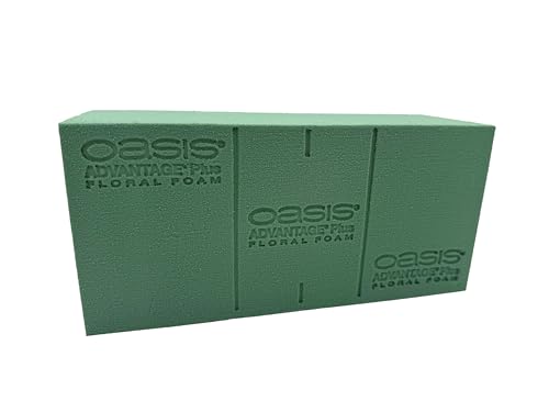 OASIS® Advantage® Plus Floral Foam – All‑Purpose Floral Foam Bricks, Punched for Faster Water Absorption, Green – 48 Brick Case