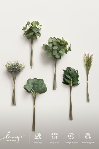Ling's moment Artificial Greenery Stems Box Set, Faux Greenery Picks for DIY Bridal Bouquets Wedding Floral Arrangement Table Centerpieces, Dark Green & Sage - color: Greenery Combo- Dark Green & Sagen
