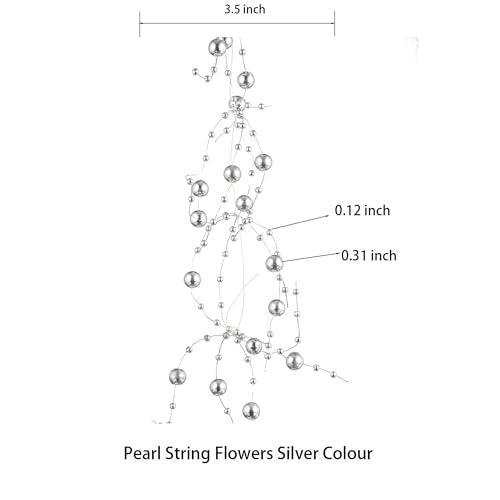 13Feet Pearl String Spool Roll for Floating Candles Faux Pearls Strands Garland for Vase Filler Wedding Centerpiece Christmas Table Decor (Silver) - color: Silver