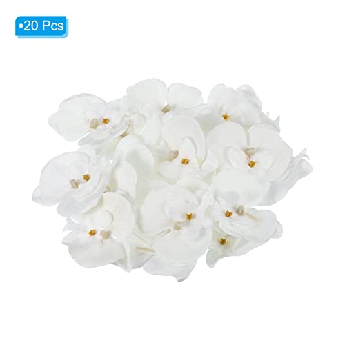 PATIKIL 7cm/2.8" Artificial Orchid Flower Heads, 20 Pack Silk Phalaenopsis Fake Butterfly Orchid Heads for Wedding Floral Bouquet Decor DIY Craft Making, Pure White - color: Pure White, size: 2.8"