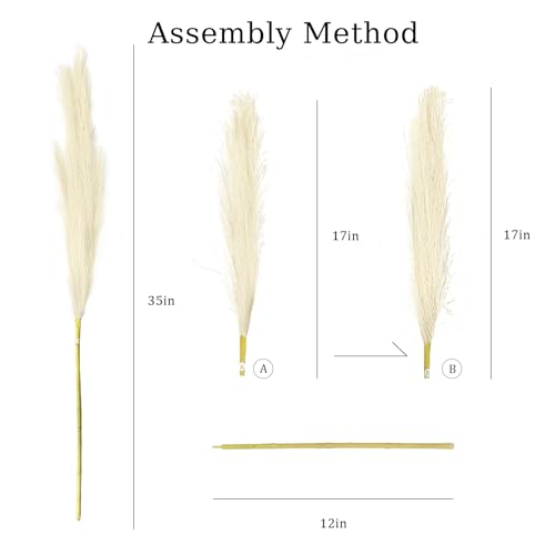 TORONTOKYO 8Pcs Beige Faux Pampas Grass Tall Decor, 35.4” Fluffy Artificial Pompous Grass Branches, Large Pampas Grass Reed Stems for Floor Vase Filler, Wedding, Baby Shower, Home Boho Decor - color: Cream White, size: 35.4inch-8Pcs