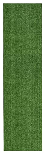 Sweethome Meadowland Collection Indoor and Outdoor Green Artificial Grass Turf Runner Rug 2'7" X 9'10" Green Artificial Grass/Pet mat with Rubber Backed - color: Green Turf, size: 2'7" x 9'10" (Rectangular)
