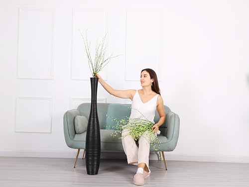 Leewadee Decorative 41 inches Tall Floor Vase for Living Room Home Decor, Black, Resin - color: Black, size: 41 inches