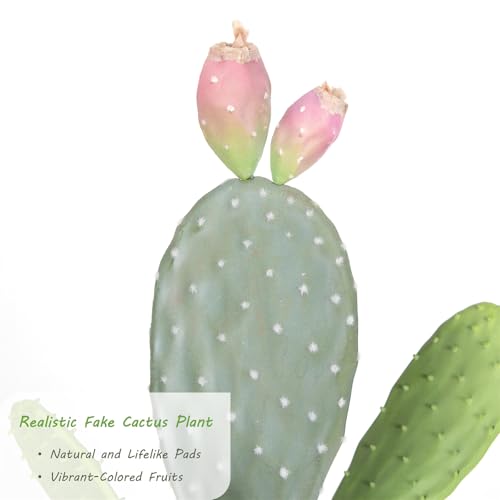 Nafresh UV-Resistant Tall Faux Cactus in Brown Woven Planter,41" Fake Plant with Realistic Pads & Vibrant Fruits,Artificial Cactus Indoor Outdoor for Home Office Living Room Bedroom Foyer Porch Decor - size: 41in