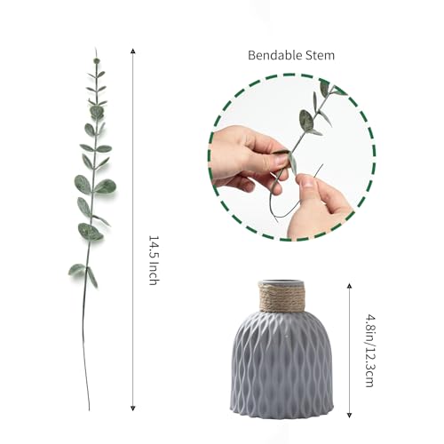 Fake Plants, 100Pcs Eucalyptus Stems Artificial Flowers, Fake Eucalyptus Leaves Stems, Plastic Grey Green Touch Leaf Branches for Home Office Flowers Bouquet Centerpiece Wedding Decoration - color: Grey Green, size: 100 Pcs