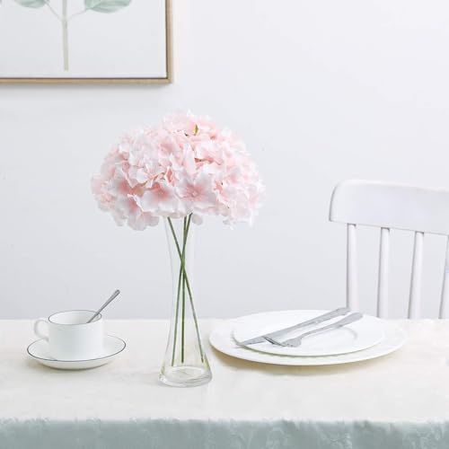 Fake Pink Hydrangea Artificial Flowers - Faux Silk Hydrangeas Flowers Heads with Stems Real Touch for Home Wedding Party Table Decor(Pink,Pack of 10) - color: Pink