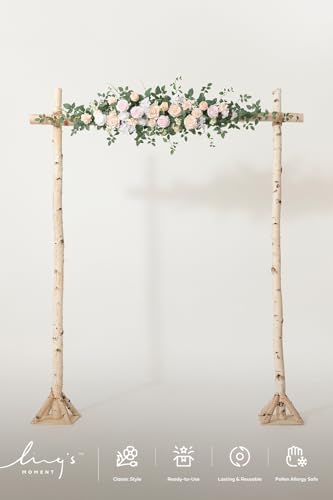 Ling's moment Wedding Arch Flowers - 6.5FT Floral Garland for Ceremony Arbor Backdrop Decoration - Artificial Rose Floral Swag for Sweetheart Table Birthday Party, Baby Shower, Blush Pink - color: Pk-blush & Cream