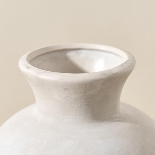 7.2" Ceramic Vase for Home Decor, Decorative Terracotta Farmhouse Rustic Vases for Living Room Kitchen Bedroom Bathroom Entryway Mantel Table, Pottery Vases for Pampas Grass Dried Fresh Flowers - color: Off-white- 7.2"