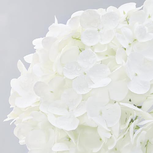 MARTINE MALL 3Pcs 21in Hydrangea Artificial Flowers, Latex Real Touch Hydrangeas Lifelike Large Hydrangea Flowers for Home Decor Party Arrangements Wedding Bouquets Centerpieces (White) - color: White, size: 3Pcs