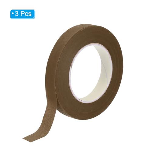 PATIKIL Floral Tape 1/2" x 30 Yard, 3 Pack Flower Wrap Adhesive Tape for Bouquet Stem Wrapping, Coffee - color: Coffee
