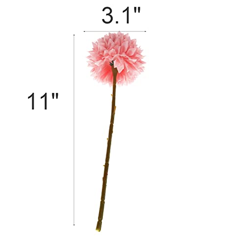 Tinsow 12 Pcs Faux Ball Chrysanthemum Bouquet Pink Artificial Ball Flowers Fake Sring Flowers for Home Garden Party Wedding Decoration (12, Pink) - color: Pink