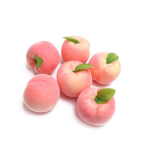 Caihao 6PCS Artificial Fruits, Foam Peaches, Decorative Fruits and Pink Peaches are Lifelike and Very Suitable for Counters, Glass Jars, Dining Tables and Christmas Home Decorations. - color: Foam Peaches 06