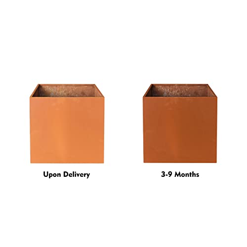 Corten Steel Planter Box Metal Planters Square Outdoor Steel Planter Cube Rustic Planter 16 Inch for Commercial Residential Garden Patio and Backyard - color: Rust, size: 16" L x 16" W x 16" H