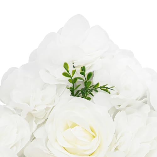 Artificial Flower Wall Panel,12Pcs 3D Silk Rose Floral Decorative Faux Flower Wall Background,Artificial Wall Flower Backdrop Rose Floral Panel for Party Wedding - color: 12pcs-white-1