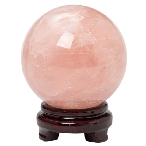 Large Rose Quartz Crystal Sphere Natural Pink Healing Crystal Ball with Stand Meditation Decorative Balls Home Decor 100-110mm/3.9-4.3" - color: Rose Quartz, size: 3.9 - 4.3 inches