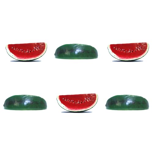 Vasefill 6-Pack Artificial Watermelon Slice Green Red Plastic Fruit Six Pieces Fake Rodaja de Sandia - color: Watermelon Slice