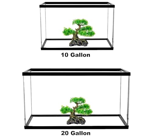 UNEAK - Aquarium Bonsai Tree Plant Fish Tank Decorations Medium/Large Resin Plastic Artificial Plants Flower Ornament Beta Goldfish Decoration Ornaments Freshwater & Saltwater Décor - color: Bonsai Tree Green