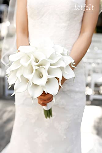 Letjolt White Artificial Calla Lily 12Pcs Realistic Flowers Bouquet | Wedding Bride Shower, Blessing Gift, Home Decoration, Faux Calla Lilies - color: White