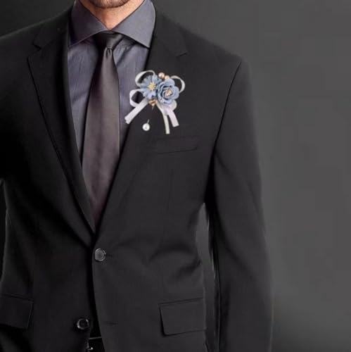 Dusty Blue Boutonnieres Set of 6 for Groom Groomsmen Best Man Suit Decoration Artificial Flower Boutonniere for Men Wedding Graduation Prom Homecoming Party Dusty Blue - color: Dusty Blue Boutonniere ( 6pcs )