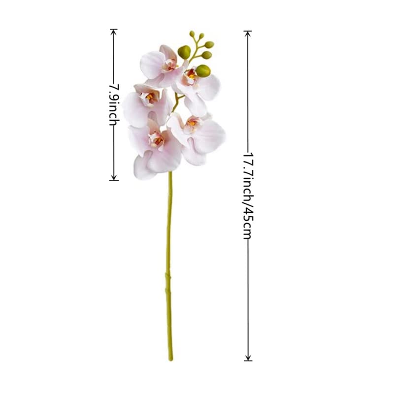 4-Pcs Artificial Flowers Real Touch Latex Phalaenopsis 17.7inch Artificial Orchid Stem Bouquets for Wedding Party Home Garden Decor,Light Pink - color: Light Pink
