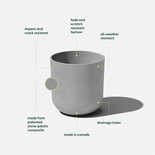 Veradek Round Lima Plastic Planter Pots for Indoor/Outdoor Garden Use, Gray, Suitable for Small to Large Succulent Plants, Flowers, Modern Interior Plants - color: Gray, size: 10 inches - 2 Pack