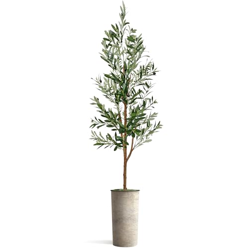 Artificial Tree in Off-White Texture 68-Inch, Fake Olive Silk Tree for Indoor and Outdoor Home Decoration - 68" Overall Tall (Plant Pot Plus Tree) - style: Olive Tree