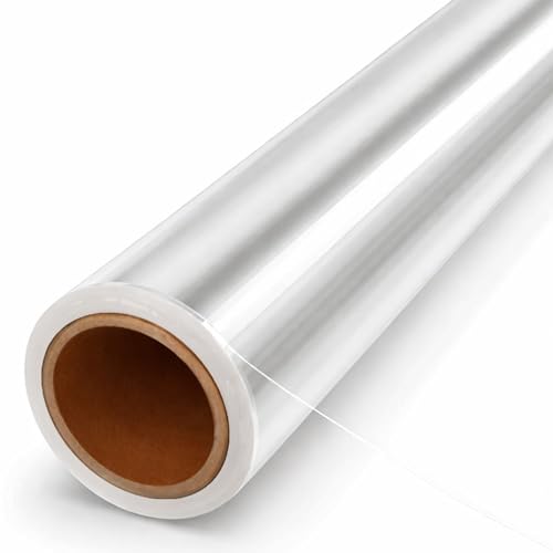 volila Clear Cellophane Wrap Roll (35 in x 50 ft) - 3 Mil Thick Cellophane Wrap for Gift Basket, Treats, Flower Wrapping, Clear Wrapping Paper (35" folds into 17.5") - color: Clear 35 in x 50 ft