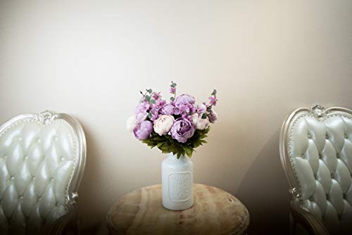 Fule 2 Pack Large Artificial Peony Silk Flower Bouquets Arrangement Wedding Centerpieces (New Purple) - color: New Purple X2