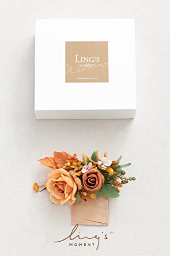 Ling's moment Pocket Boutonniere Single, Boutonniere for Men Groom for Wedding, Prom, Homecoming, Anniversary, Graduation, etc.Terracotta Orange - color: Or-terracotta & Orange, size: 6" W x 5" H