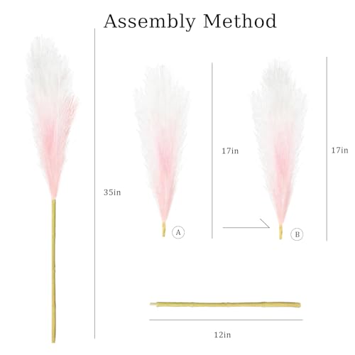 TORONTOKYO 8Pcs Pink Faux Pampas Grass Tall Decor, 35.4” Fluffy Artificial Pompous Grass Branches, Large Pampas Grass Reed Stems for Floor Vase Filler, Wedding, Baby Shower, Home and Boho Decor - color: Pink, size: 35.4inch-8Pcs