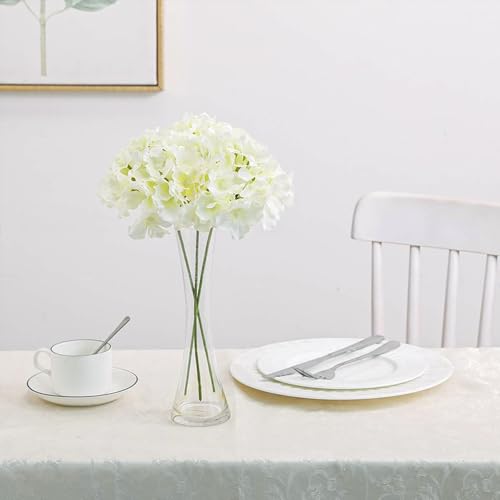 Fake White Hydrangea Artificial Flowers - Faux Silk Hydrangeas Flowers Heads with Stems Real Touch for Home Wedding Party Table Decor(CreamWhite,Pack of 10) - color: Cream White