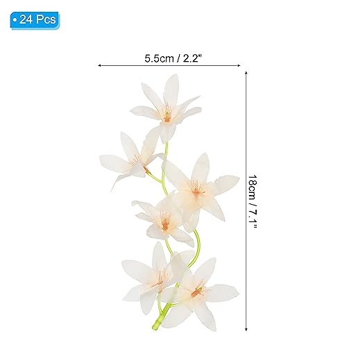 PATIKIL 7 Inch Artificial Orchid Flower, 24 Pcs Floating Candles Simulation Flower Cylinder Vase Fillers for Home Wedding Decoration, Champagne - color: Champagne