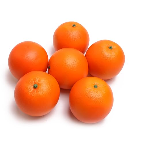 Caihao 6PCS Simulation Plastic Oranges, Yellow Fake Oranges, Decorative Fruit Bowls, Used for Furniture Decoration, Kitchen Decoration, Window Display and Photo Props - color: Oranges