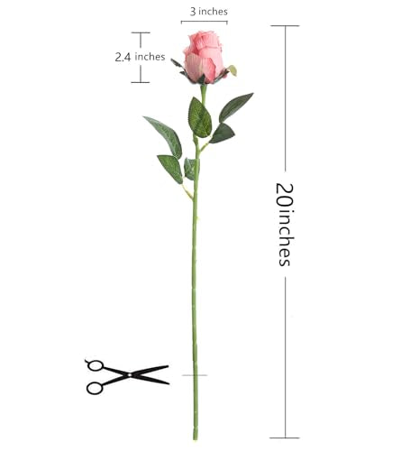 12 Pcs Deep Pink Roses Artificial Flowers -20" Silk Roses Bouquet,Fake Roses Long Stem for Arrangement Wedding Centerpiece Home Party Mother's Day Decor - color: Deep Pink