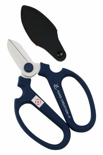 Japanese Floral Scissors - SAKAGEN Hand Creation, Professional Ultra Sharp Flower Shears for Floral Design, Ikebana & Gardening, Made in Japan, F-170 (Blue) - color: Blue