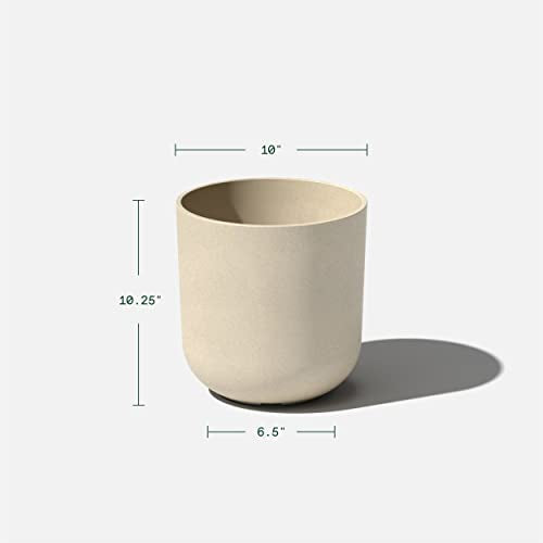 Veradek Mason Series Lima Planter - Round Planter for Indoor or Outdoor Porch/Garden | Made from Plastic-Stone Composite with Drainage Holes | Modern Décor for Succulents, Flowers, Small Plants - color: Sand, size: 10 inches - 2 Pack