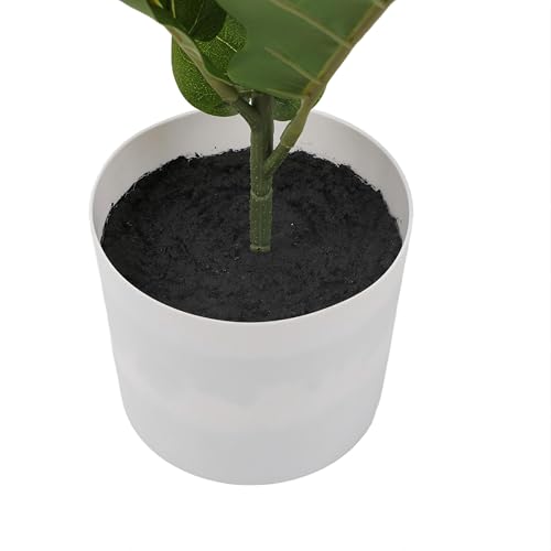 Alupssuc 1.5FT Artificial Fiddle Leaf Fig Tree with White Planter Pot, 1.5 feet Tall Fake Tree for Home Decor, Faux Ficus Tree Fake Moss for Indoor Outdoor Office Living Room - size: 1ft 6in