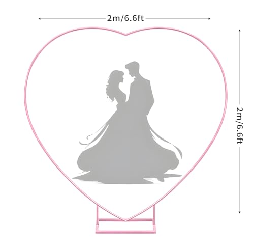 Heart Shape Wedding Metal Arch Backdrop Pink Flower Balloon Arbors Stand for Wedding Birthday Party, Graduation Decorations and Baby Shower 2M - size: Pink 6.6FT
