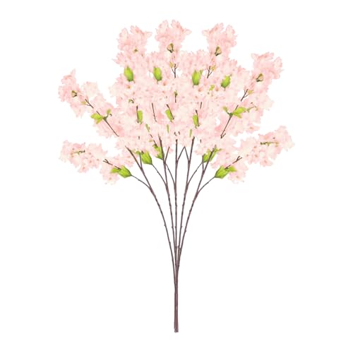 MINGZHE 5pcs Artificial Cherry Blossom Branches Faux Cherry Flowers 39 Inch Peach Branches Silk Tall Stems Fake Flower Arrangements for Home Wedding Table Vase Decor (Champagne) - color: Champagne