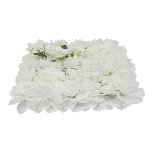 12Pcs Artificial Flower Wall Panel 3D Floral Backdrop Walls 15" X 15" Flower Wall Decor Flower Backdrop Faux Rose Panel for Party Home Background, White & Green - color: Champagne, Autumn Warm