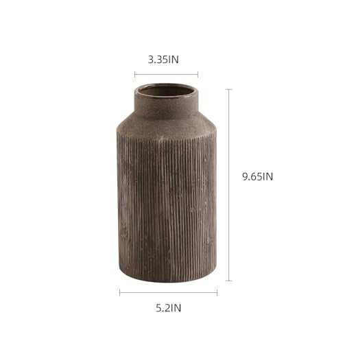 Rustic Vases for Home Decor. Ceramic Vase for Dining Table Decor. Terracotta Decorative Vase 9.7IN. ZSHLXM - color: Dark Brown, size: 5.2 x 9.6 inches