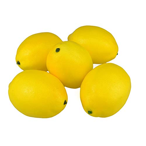 Faux Yellow Lemons Artificial Fruits Fake Lemon Lifelike Simulation for Lemonade Party Kitchen Table Decorations Garland Photography Props, 5 Pack - color: Yellow, size: 5 Pack