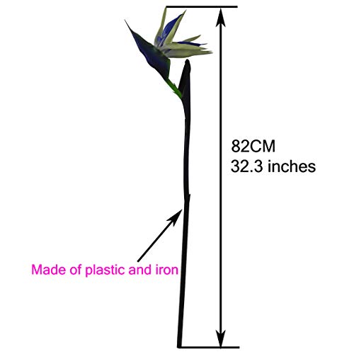 Calcifer 32'' Real Touch Bird of Paradise Artificial Flowers Bouquet for Home Garden Decoration/Wedding Party Decor (Package Quantity: 5 Stems Blue) - color: Package Quantity: 5 Stems Blue