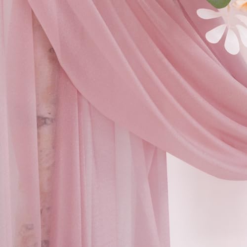 DeZerlor Wedding Arch Draping Fabric 29" x 20 FT Drapes for Backdrop Sheer Curtains for Romantic Bridal Baby Shower Decorations Ceremony Birthday Party Outdoor Events, Dusty Rose - color: Dusty Rose