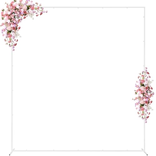 Wokceer Wedding Arch Backdrop Stand Square 7.2 x 6.6 FT White Backdrop Stand Metal Balloon Arch Frame for Wedding Birthday Party Garden Arbor Anniversary Event Decor - color: White, size: 7.2FT x 6.6FT