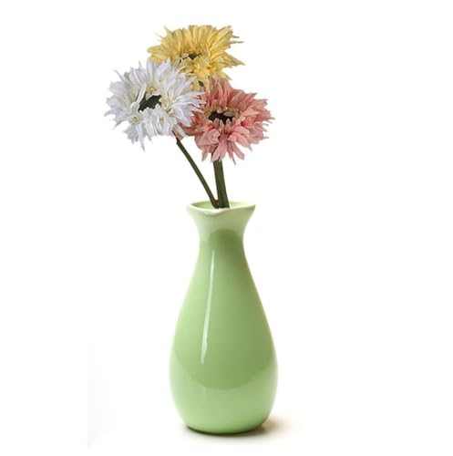 Small Ceramic Bud Vase Flower Single Stem Vase Mini Decorative Floral Holder Home Decorative Floral Centerpiece for Home Decor Centerpiece Wedding Party Table Vase (Green) - color: Green