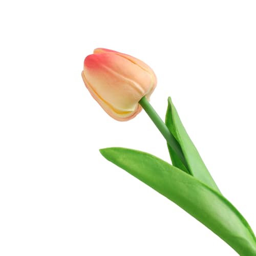 QLHCI&JHY Tulip Simulation Flowers Wedding Fake Flowers Decoration Room Bedroom Floral Arrangement Living Room Decoration Flower Art Dining Table Bouquet Tactile moisturizing Home Decor (Cream Peach) - color: Cream Peach