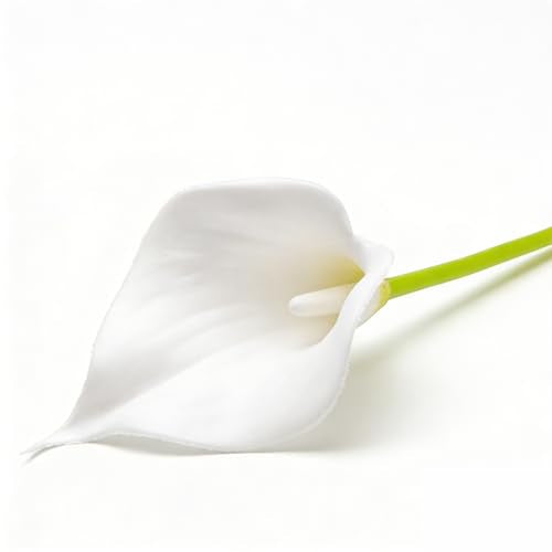 Calla Lily Bridal Wedding Festival Decor Bouquet Real Touch Latex Flower Bouquet Pack of 20 (White) - color: Pure White