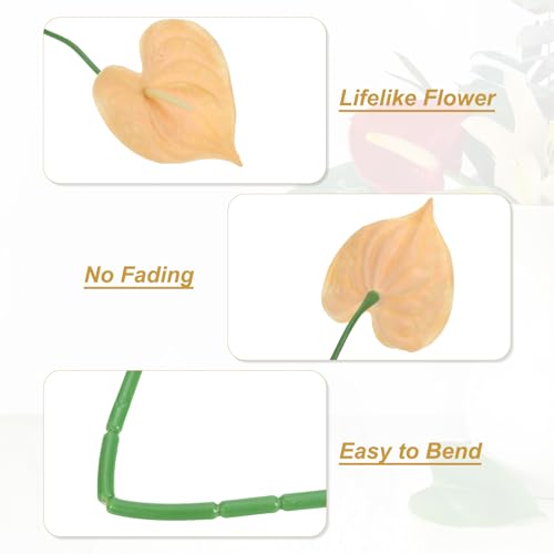 PATIKIL 13" Artificial Anthurium Lily Flowers, 10 Pack Permanent Flower Floral Arrangements Bouquet for Home Decor Bridal Wedding Festival Party, Light Coral - color: Light Coral